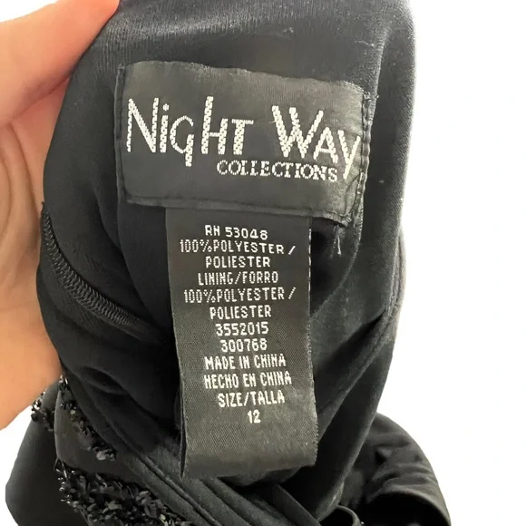 Nightway Collections High Neck Black Sequin Gown - Picture 9 of 9